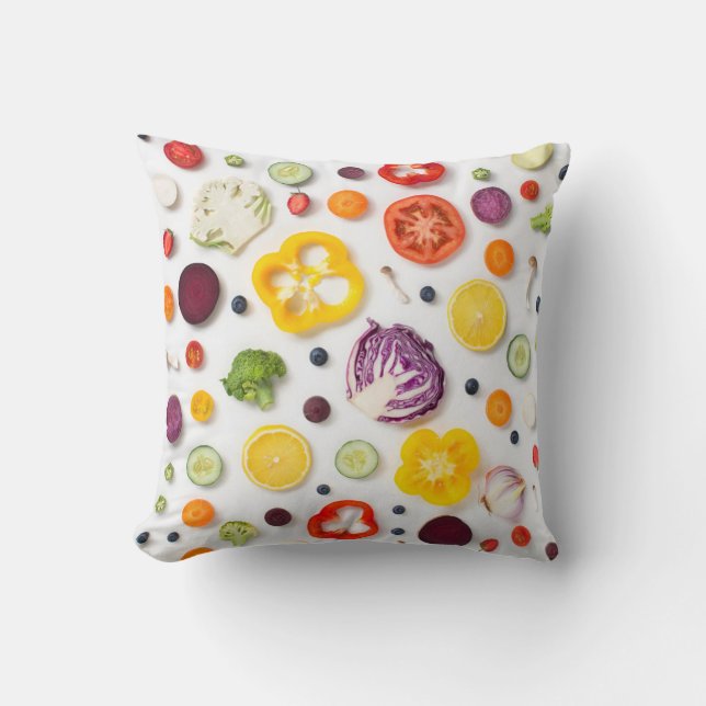 Fruits & Vegetables Throw Pillow (Front)