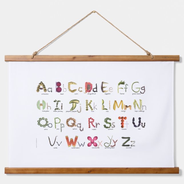 Fruits & Veggies Alphabet Kids Wall Decor  Hanging Tapestry (Front)