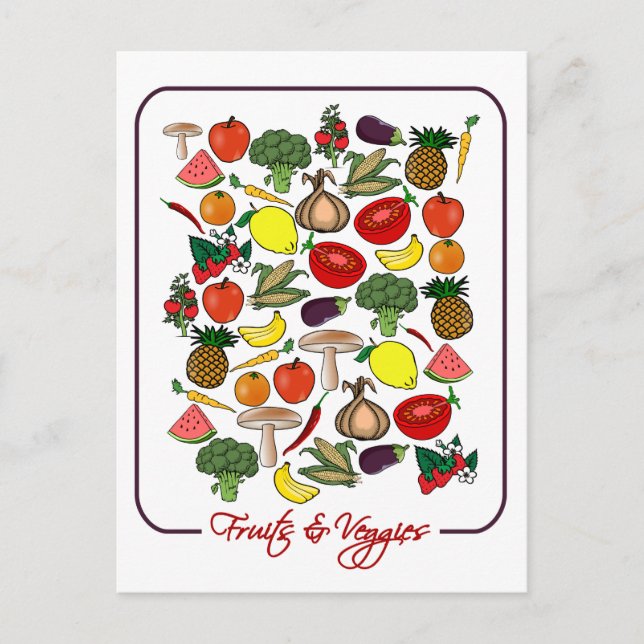 Fruits & Veggies postcard, customize Postcard (Front)