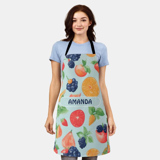 Fruits Watercolor Colourful Personalized Pattern Apron (Worn)