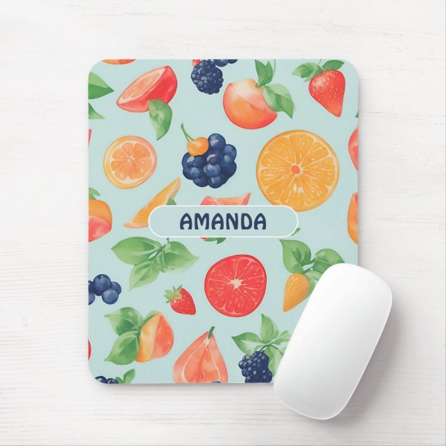 Fruits Watercolor Colourful Personalized Pattern Mouse Pad (With Mouse)