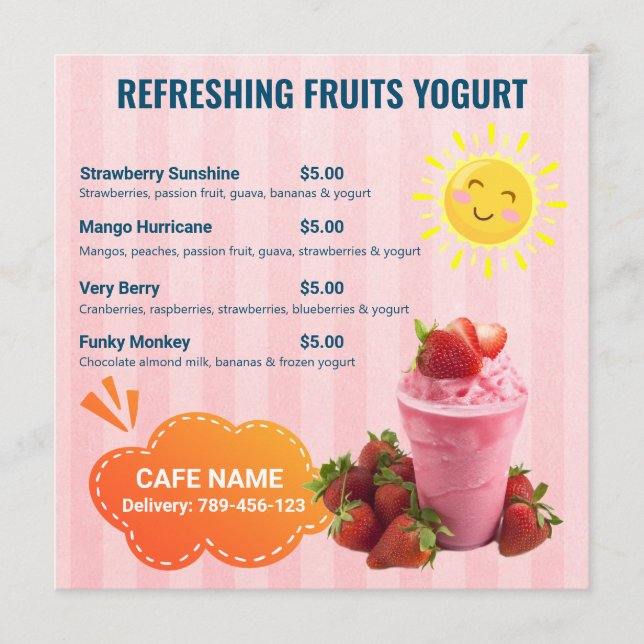 Fruits Yogurt Drinks Flat Menu (Front)