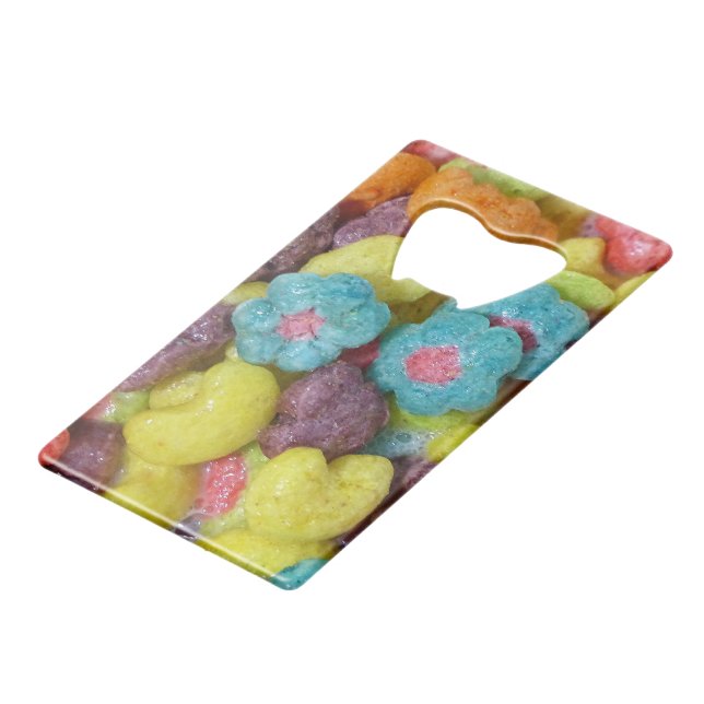 Fruity Cereal Credit Card Bottle Opener (Front Angled)