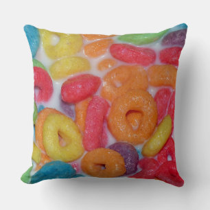 Fruity Cereal Throw Pillow
