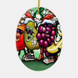 Fruity Christmas Ceramic Ornament