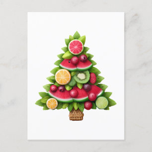 Fruity Christmas Tree Healthy Holiday Design Postcard
