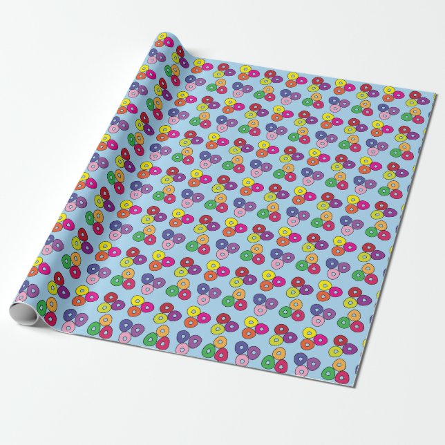 Fruity circle candies or cereal wrapping paper (Unrolled)