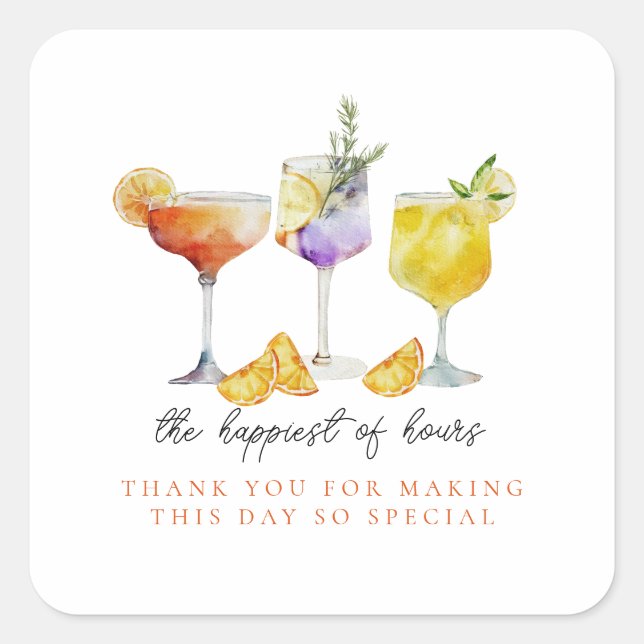 Fruity Drinks Bridal Shower Thank You Square Sticker (Front)