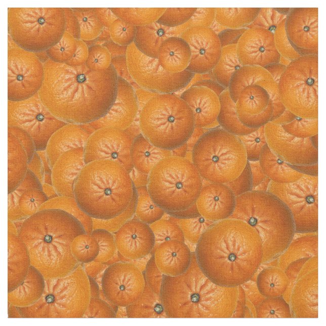 Fruity Fun Tangerine Print Pattern Fabric (Close Up)