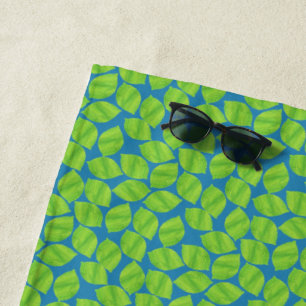 Fruity Green Limes on Blue Background to Customize Beach Towel