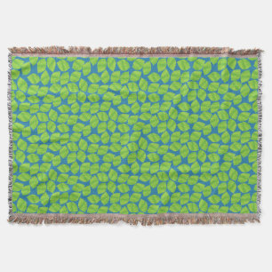Fruity Green Limes on Blue Background to Customize Throw Blanket