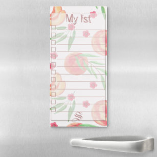 Fruity ,monogrammed ,personalized ,peach,reminder magnetic notepad
