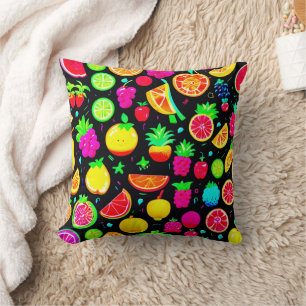 Fruity Mosaic Design Delight Throw Pillow