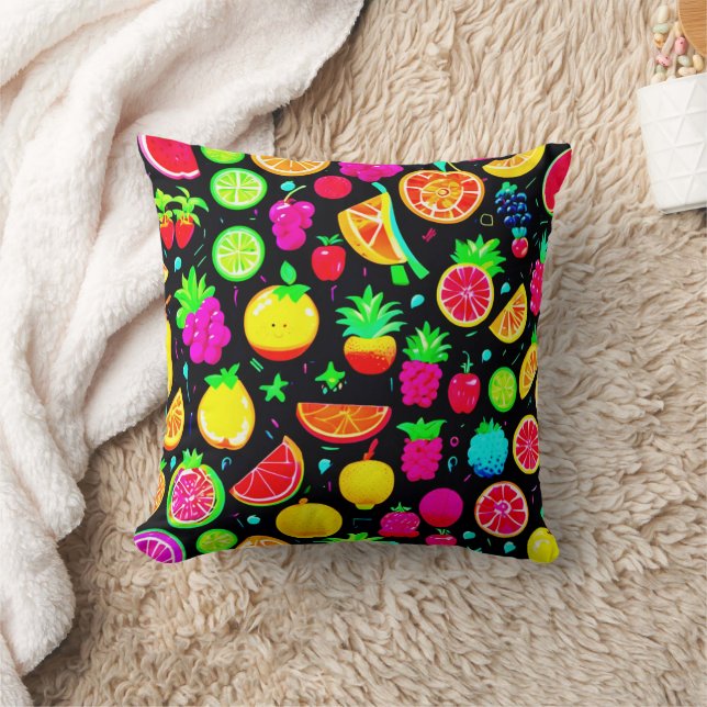 Fruity Mosaic Design Delight Throw Pillow (Blanket)