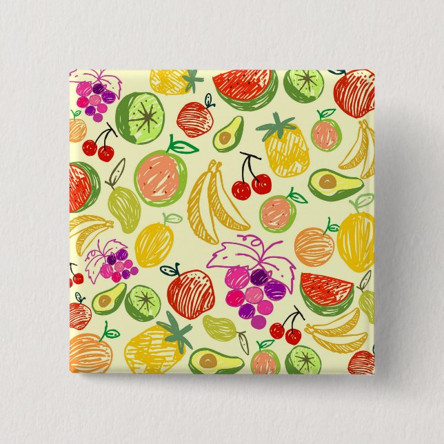 Fruity Pattern 2 Inch Square Button (Front)