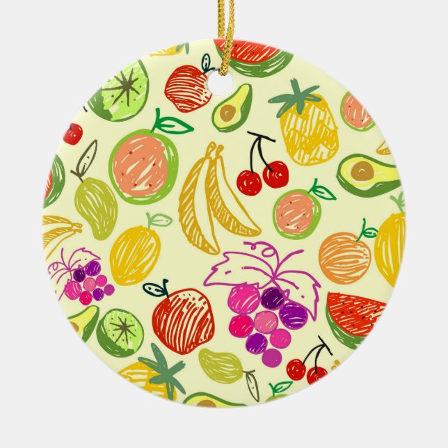 Fruity Pattern Ceramic Ornament (Front)