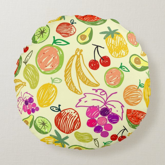 Fruity Pattern Round Pillow (Front)