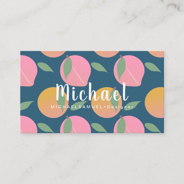 Fruity Peach Orange Interior Hair Salon Designer Business Card (Front)