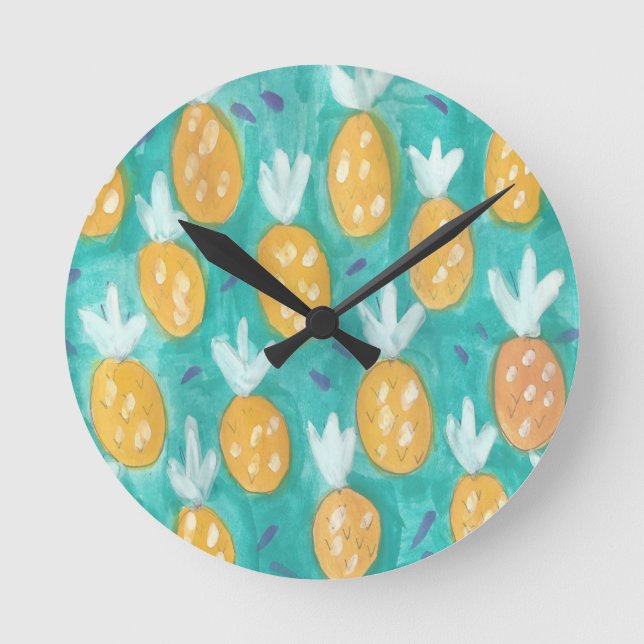 Fruity Pineapple Pattern Clock (Front)