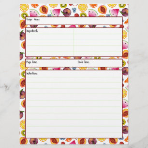 Fruity Recipe Sheet