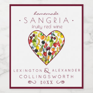 Fruity Sangria Red Wine Label