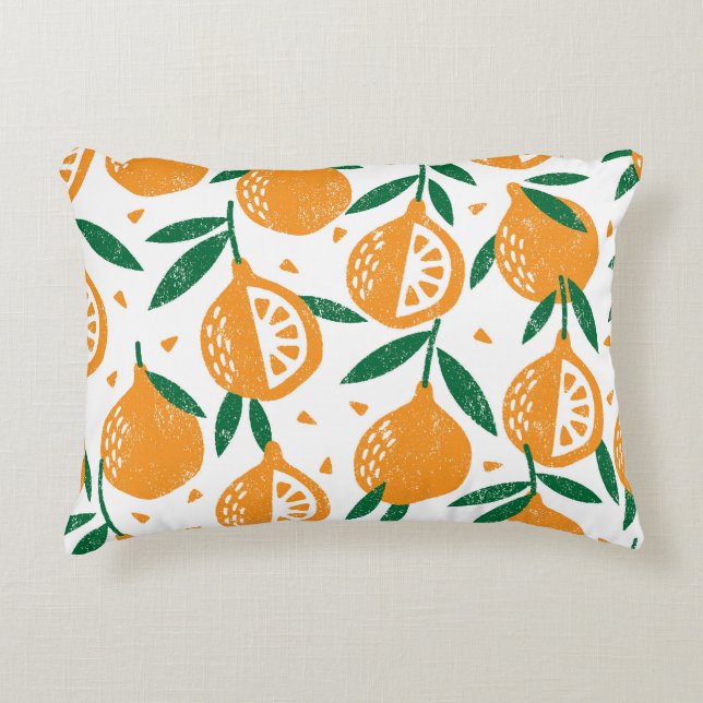 Fruity Stamps: Seamless Vintage Textured Pattern Accent Pillow (Front)