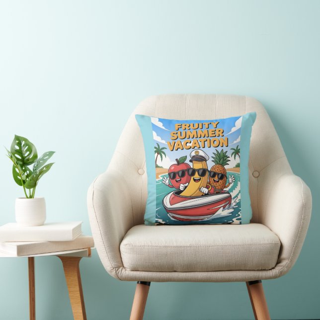 Fruity Summer Vacation Throw Pillow (Chair)