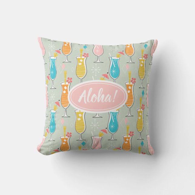 Fruity Tiki Beverages Throw Pillow (Front)