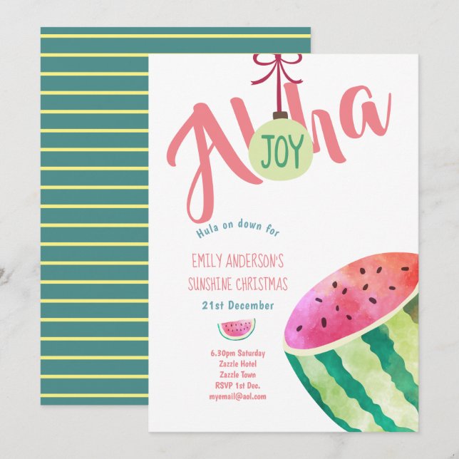 Fruity Tropical Christmas In Sun Invitations (Front/Back)