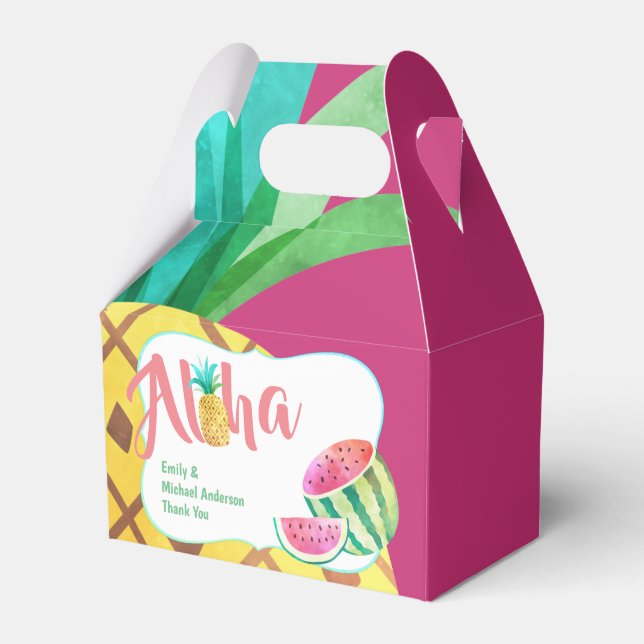 Fruity Tropical Watermelon Pineapple Gable Favour Favor Box (Front Side)