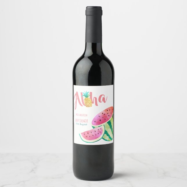 Fruity Tropical Wine Labels Watermelon Pineapple (Front)