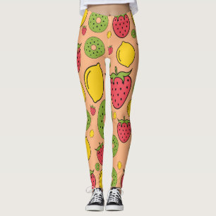 Fruity wallpaper: strawberries, lemons, kiwis. leggings