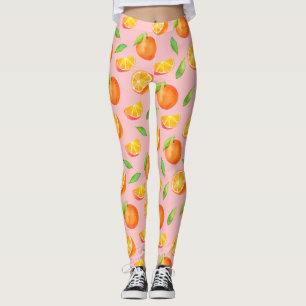 Fruity Watercolor Oranges Pattern Leggings