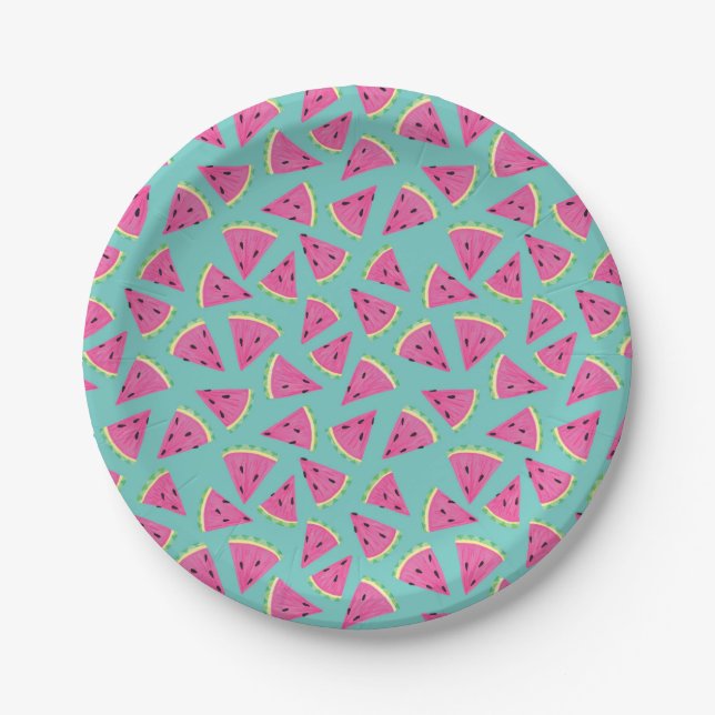 Fruity Watermelon Summer Party Paper Plate (Front)
