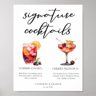 Fruity Wedding Signature Cocktails Menu Poster