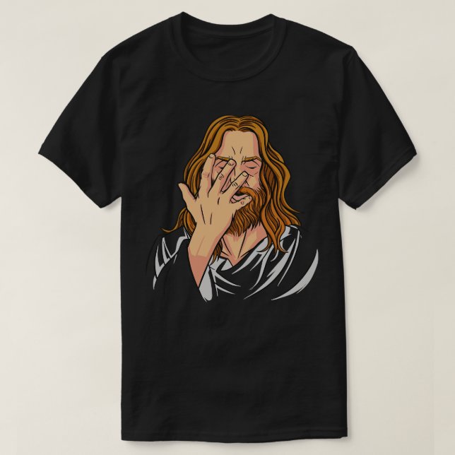 Frustrated Jesus Funny Jesus Illustration T-Shirt (Design Front)
