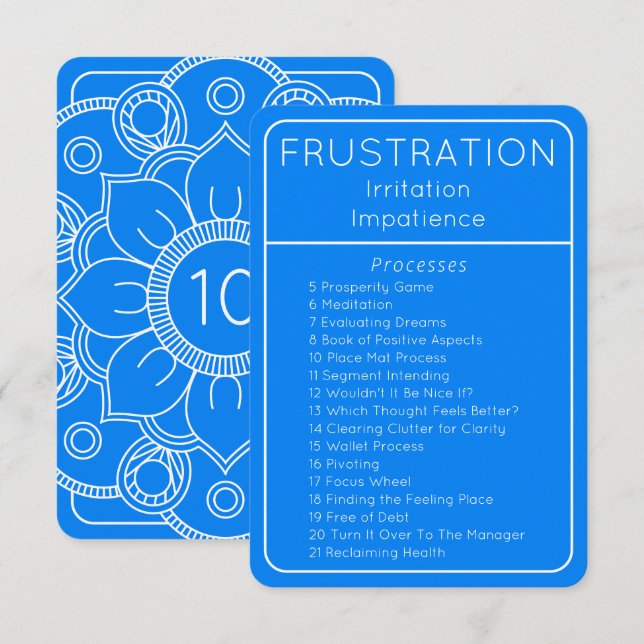 Frustration Blue Law of Attraction Processes Card (Front/Back)