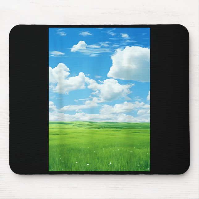 Frutiger Aero_ Field Clouds Sky is Blue Mouse Pad (Front)