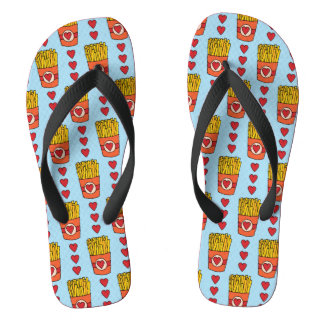 Fry Day I'm in Love | Punny Cartoon French Fries S Flip Flops