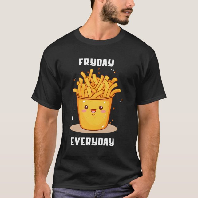 Fryday Friday Everday Pompom Cute Kawaii Potato Ch T-Shirt (Front)
