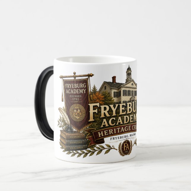 Fryeburg Academy Heritage Crest Design Colour Magic Mug (Front Left)