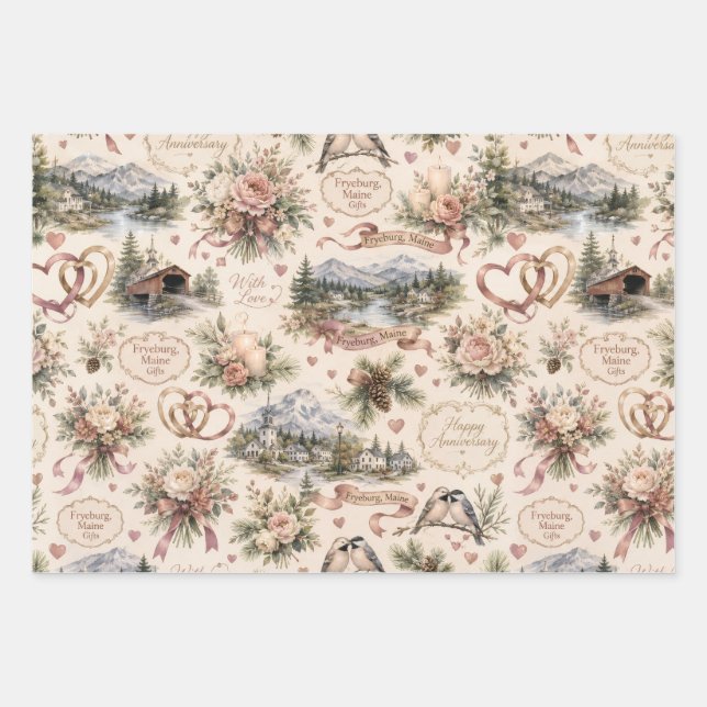 Fryeburg Maine Anniversary Gift Wrapping Paper (Front)