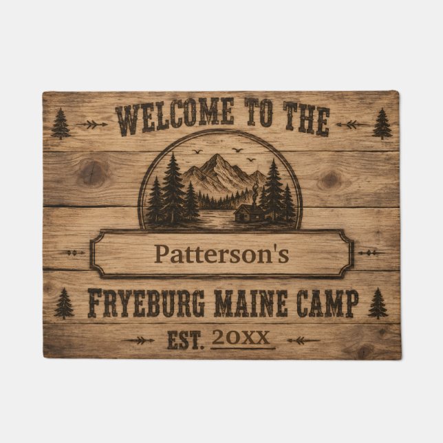 Fryeburg Maine Camp Personalized Doormat (Front)
