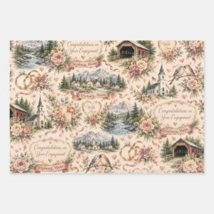 Fryeburg Maine Engagement Celebration Wrapping  Paper Sheet