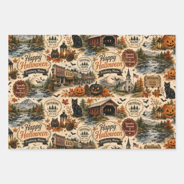 Fryeburg Maine Halloween Wrapping Paper (Front)