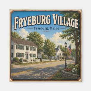 Fryeburg Village Maine Vintage Main Street Square Magnet