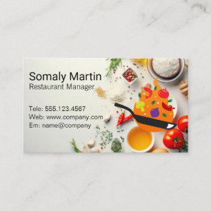 Frying Pan   Herbs and Spices Business Card