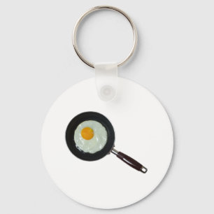 Frying pan with sunny side up egg keychain