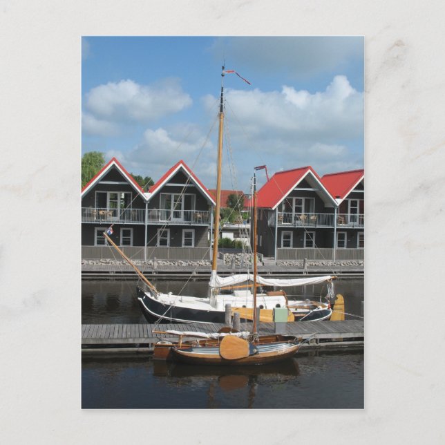 Fryslan Bateaux et Maisons de Canal Carte postale (Devant)