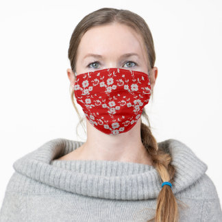 FS Floral Spray Style 1-Red and White Cloth Face Mask